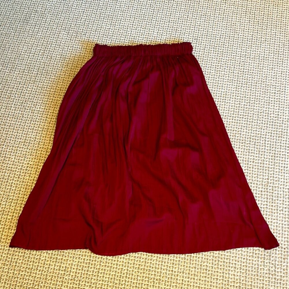 Red Pleated Gap Maxi Skirt